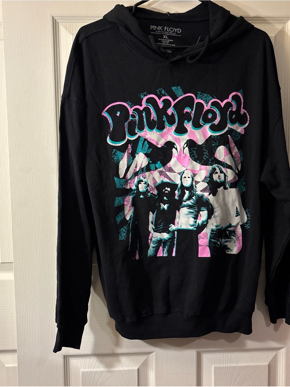 Pink Floyd Black Hoodie with Pink & Teal Graphic unisex